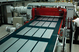 A continuous eccentric shear line can be built to operate a multiblanking line in the same way